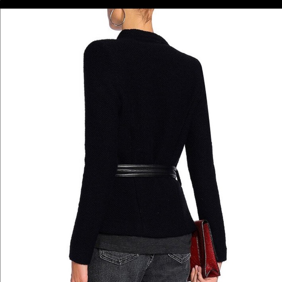 IRO- AWA LEATHER TRIMMED WOOL JACKET-42 - Picture 5 of 5